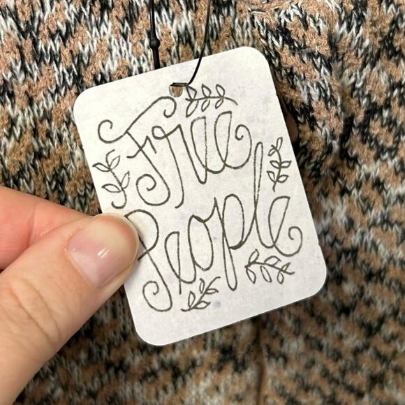 NWT Free People Tan Black White Cotton Blend Cozy Knit Ankle Pants Womens XS - Picture 2 of 6